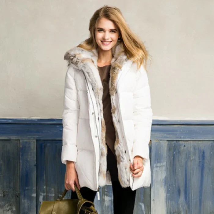 Women's winter faux fux hooded parka