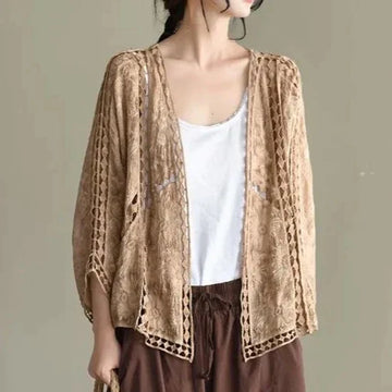 Lightweight hollow design cape cardigan for women