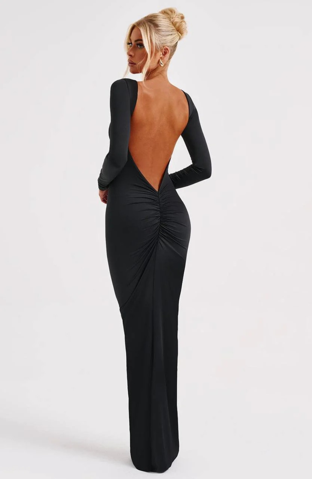 Women's backless long sleeve maxi dress
