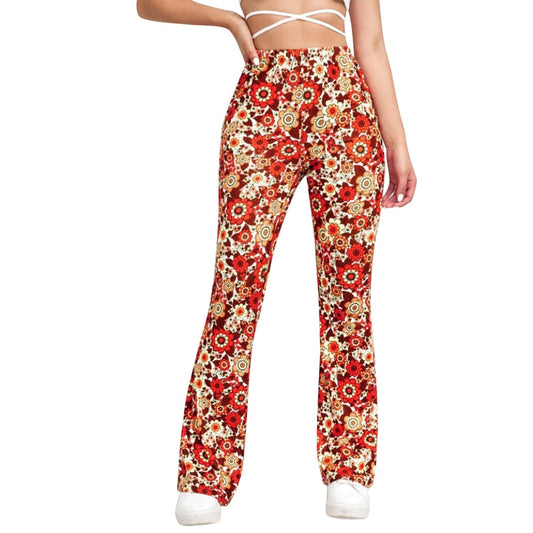 Floral Pattern Flared Pants