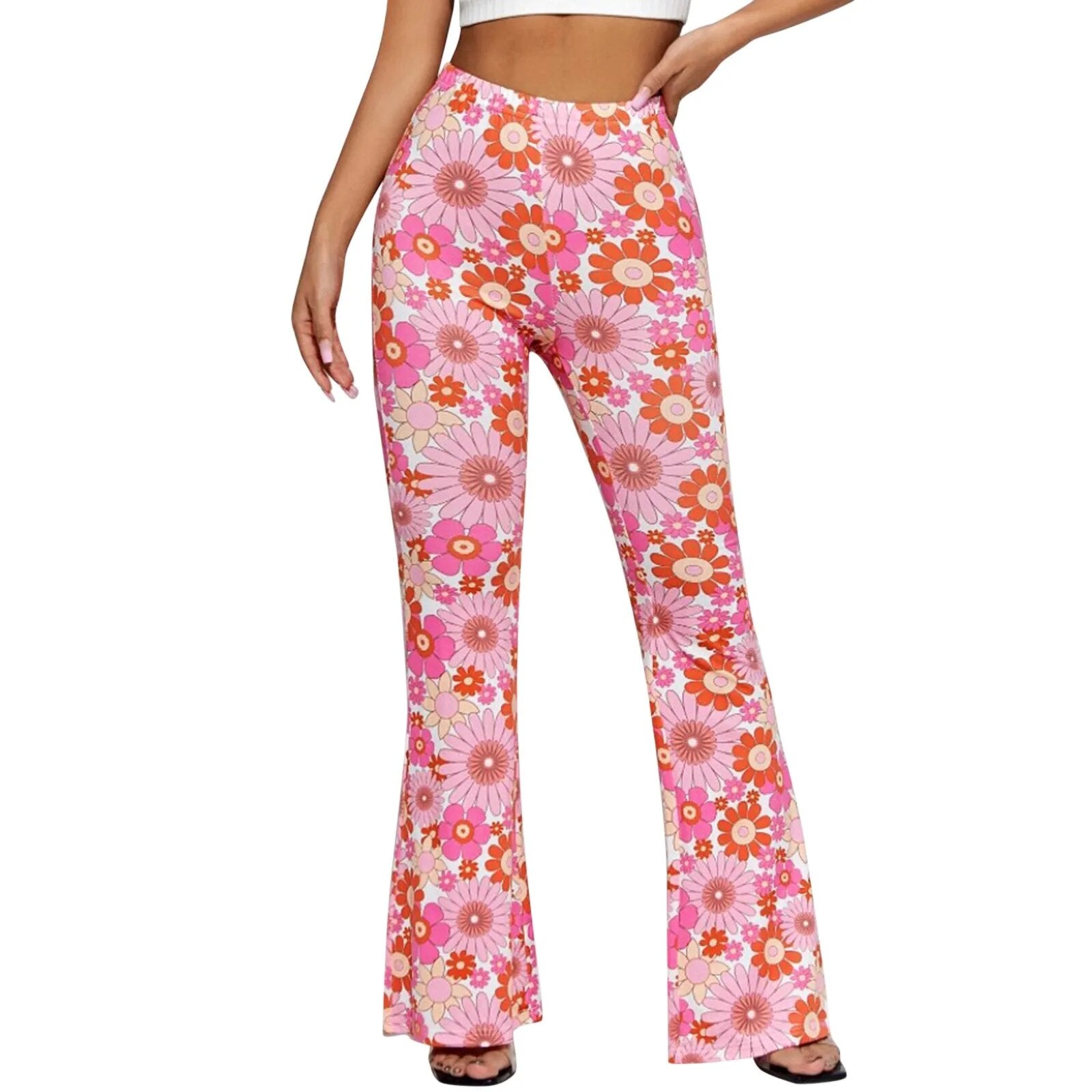 Floral Pattern Flared Pants