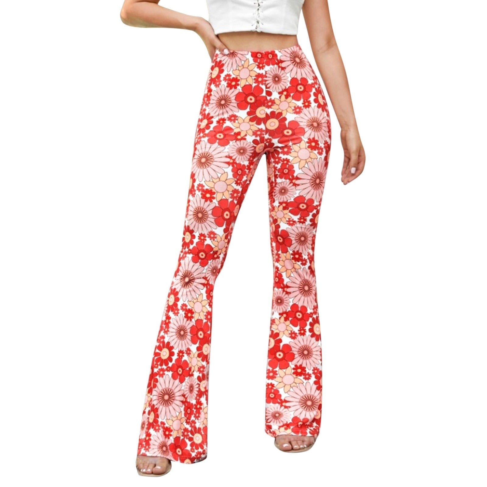 Floral Pattern Flared Pants