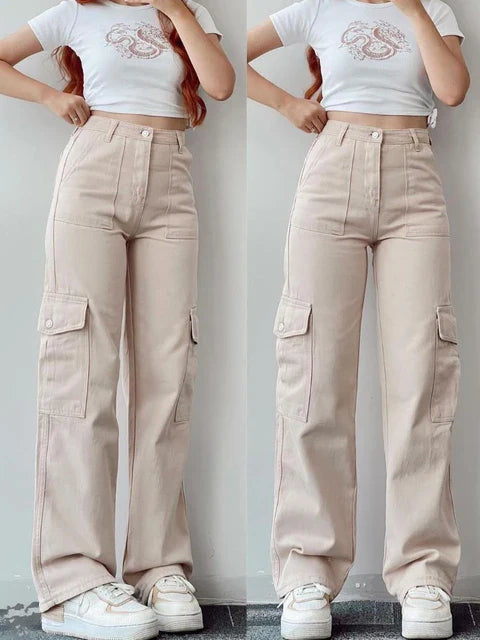 Women's mid-rise 3d pocket cargo pants