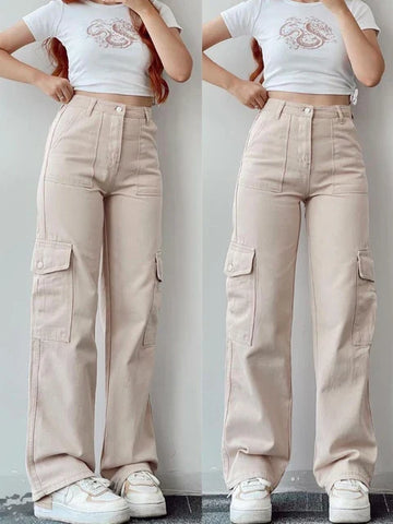 Women's mid-rise 3d pocket cargo pants