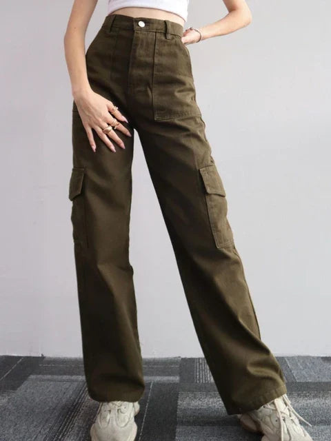 Women's mid-rise 3d pocket cargo pants