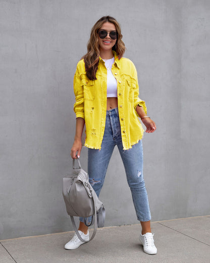 Women's torn denim jacket