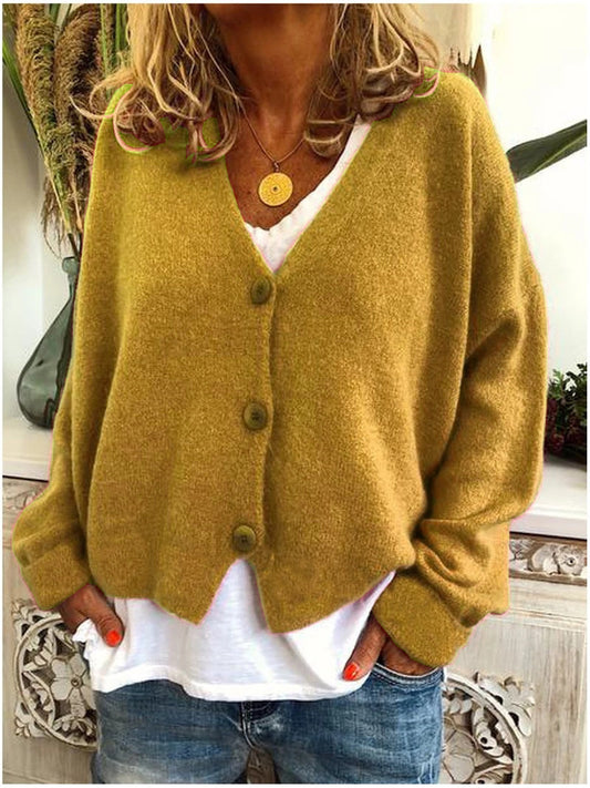 Oversized Slouchy Knit V-Neck Cardigan