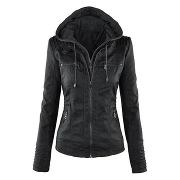 Women's short leather jacket