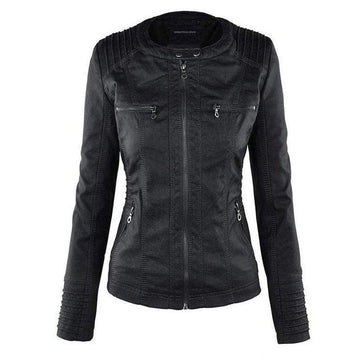 Women's short leather jacket