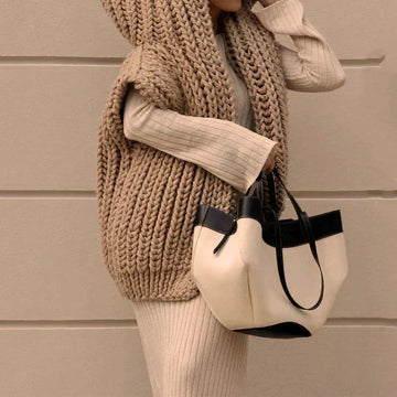 Women's cozy hooded knit vest