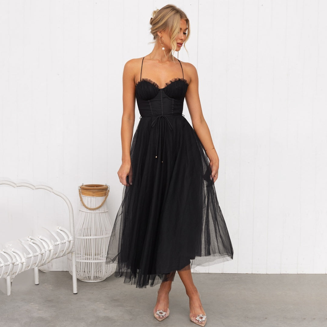Elegant Tulle A-Line Midi Dress