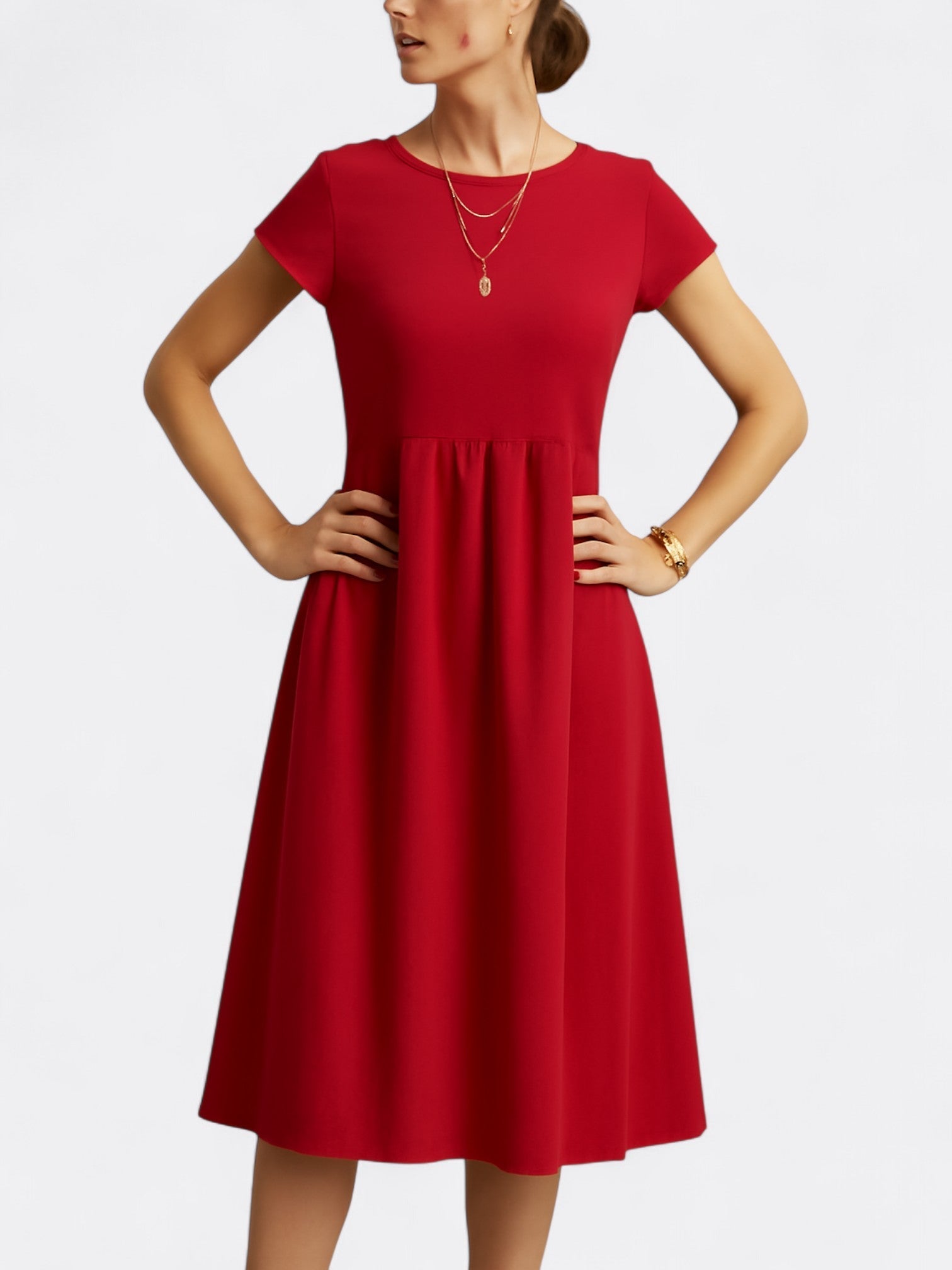 Soft Draping A-Line Midi Dress 