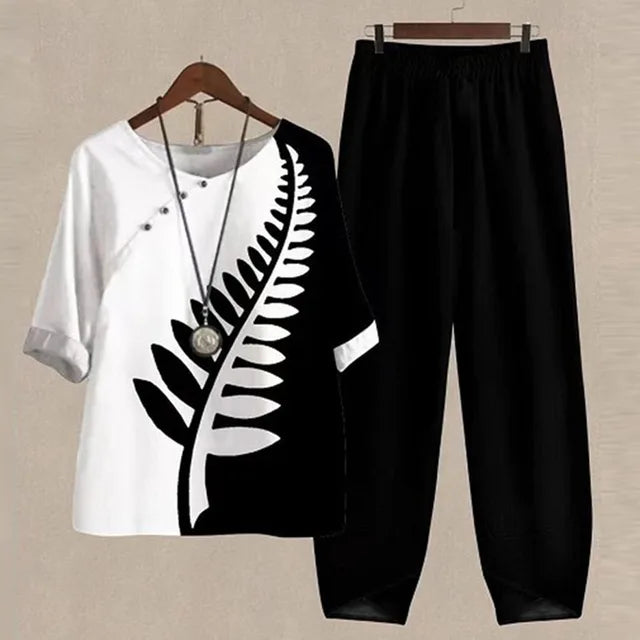 3D Print Loose Casual Short Sleeve Set