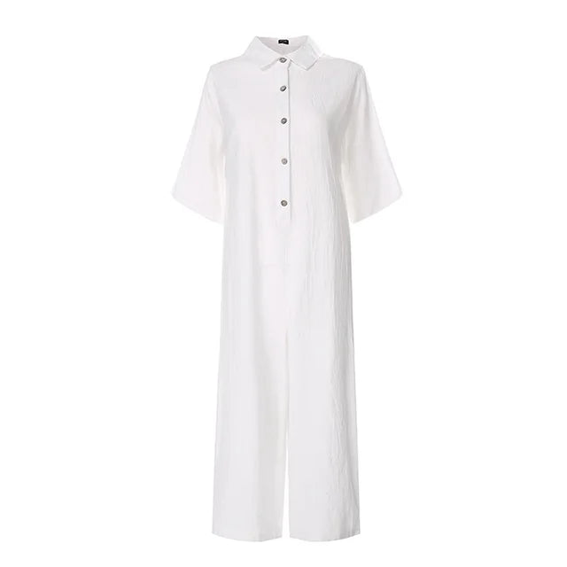 Lightweight Wide-Leg Cotton Jumpsuit