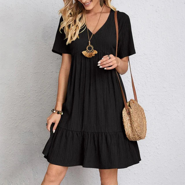 Flowy A-Line Tiered Design Casual Dress