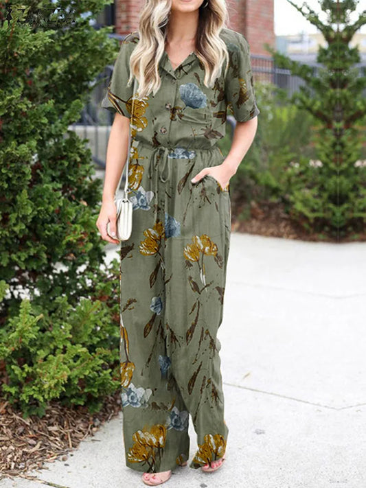 Tie Waist Flowy Wide Leg Jumpsuit