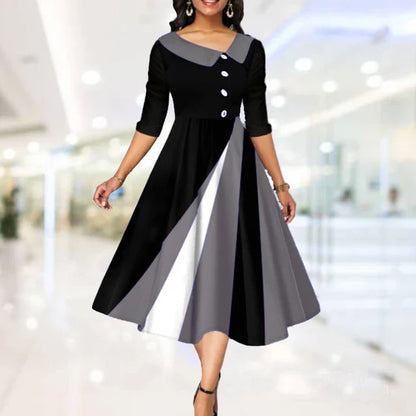 Women's Boho Maxi Dress with Half Sleeves and Asymmetric Hem