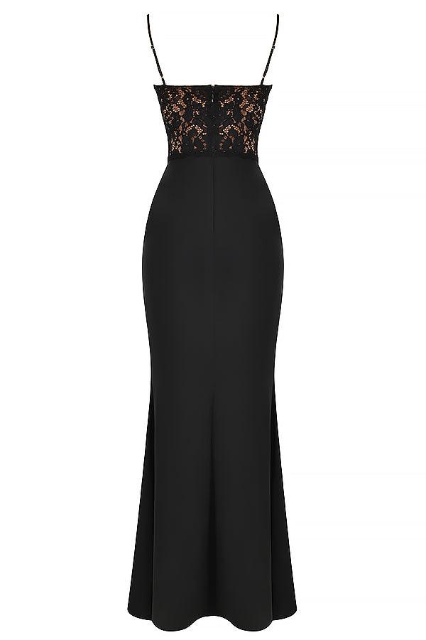 Lace Bodice Spaghetti Strap Corset Maxi Dress
