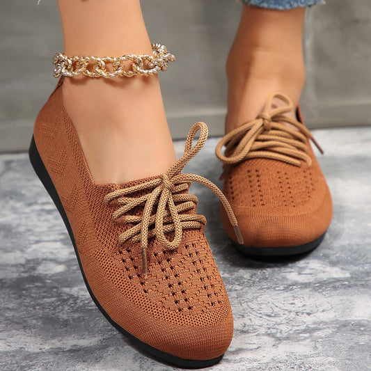 Breathable Knit Lace-Up Casual Shoes