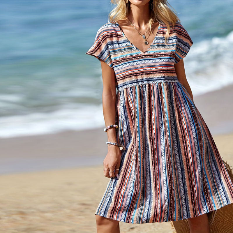 Breathable Lightweight V-Neck A-Line Dress