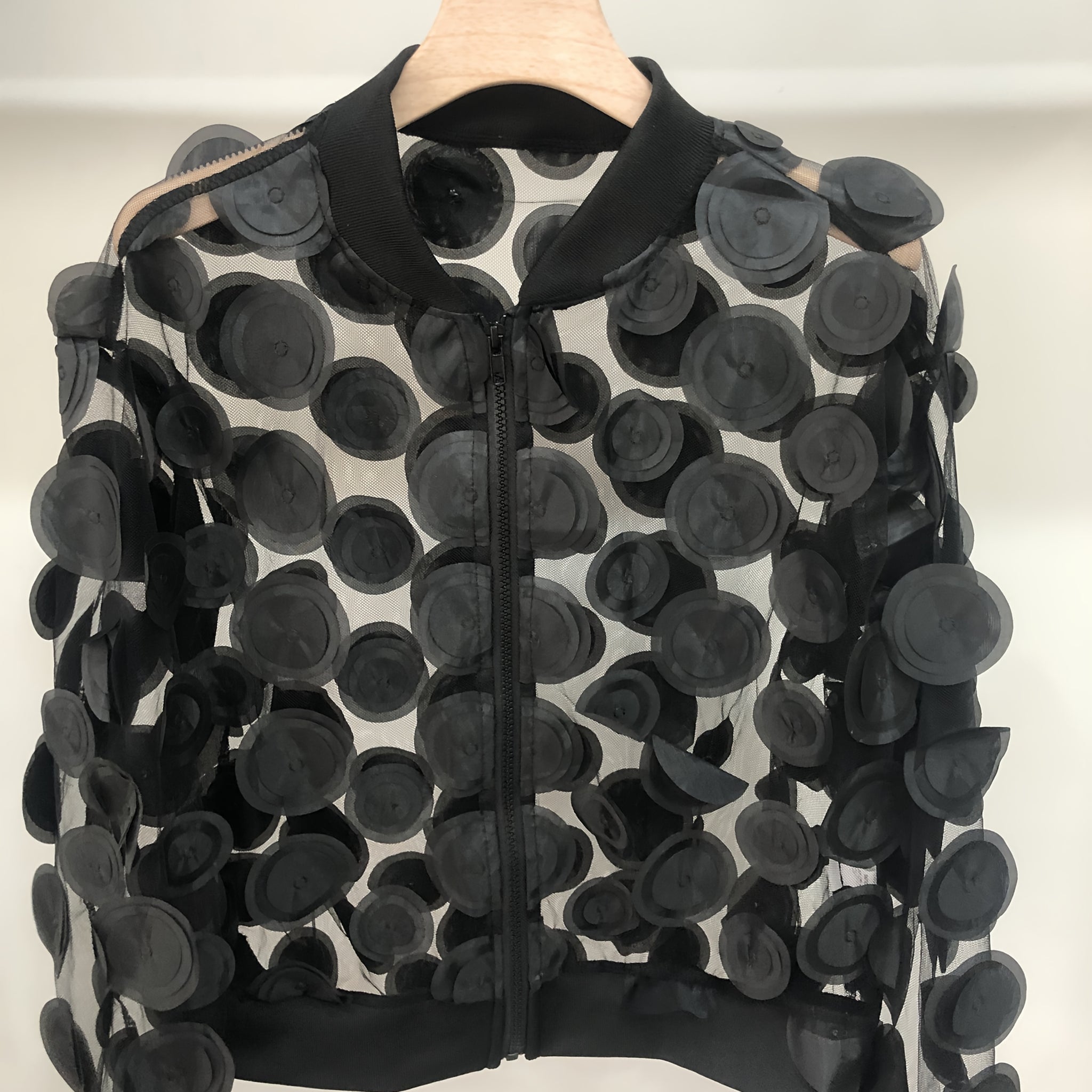 Sweet and fresh polka dot bell sleeve jacket for women