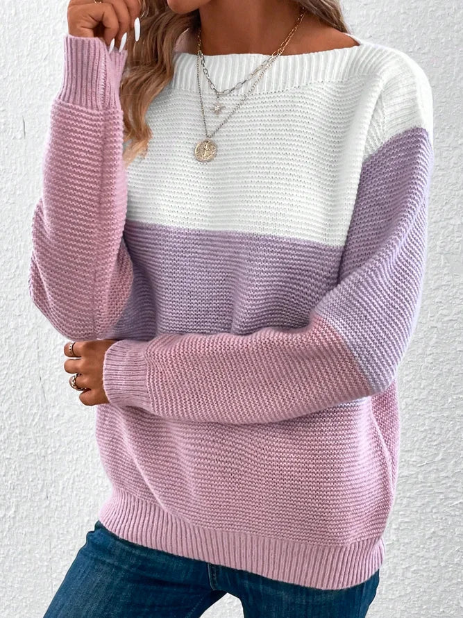 Women's color block knitted sweater