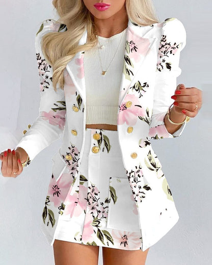 Leonor - Floral blazer and skirt set for chic looks