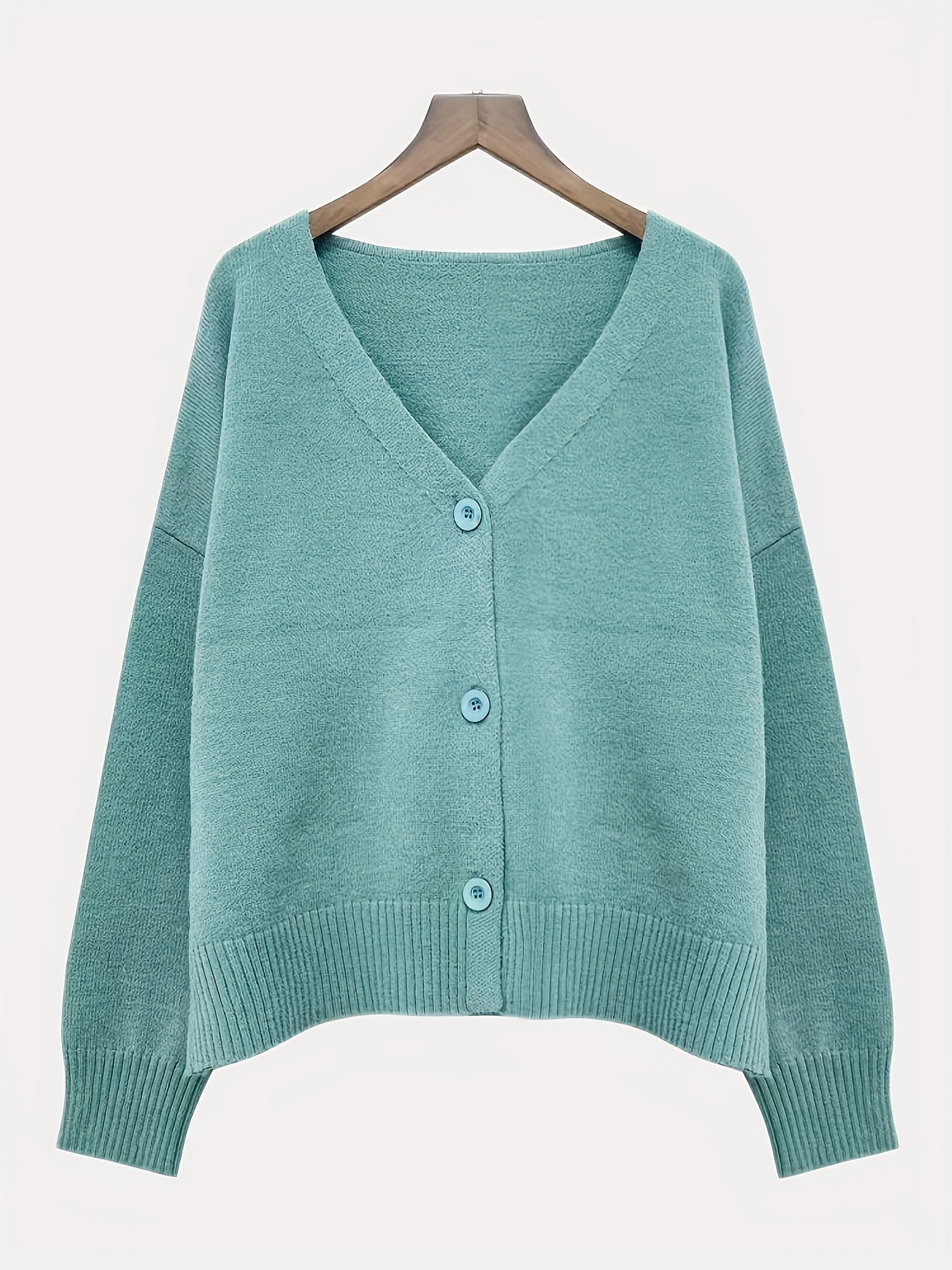 Women’s Cardigan - Relaxed Fit - Button Front - Ribbed Cuffs - Drop Shoulder Design