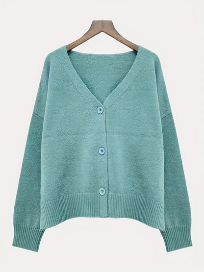 Women’s Cardigan - Relaxed Fit - Button Front - Ribbed Cuffs - Drop Shoulder Design