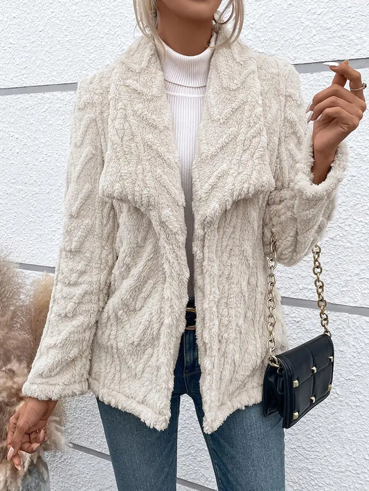 Relaxed Fit Fleece Shawl Collar Jacket 