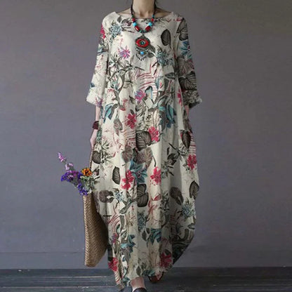 Vintage Floral Maxi Dress for Women