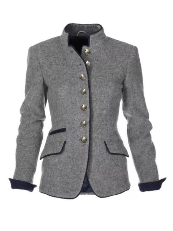 Women's versatile stand collar coat