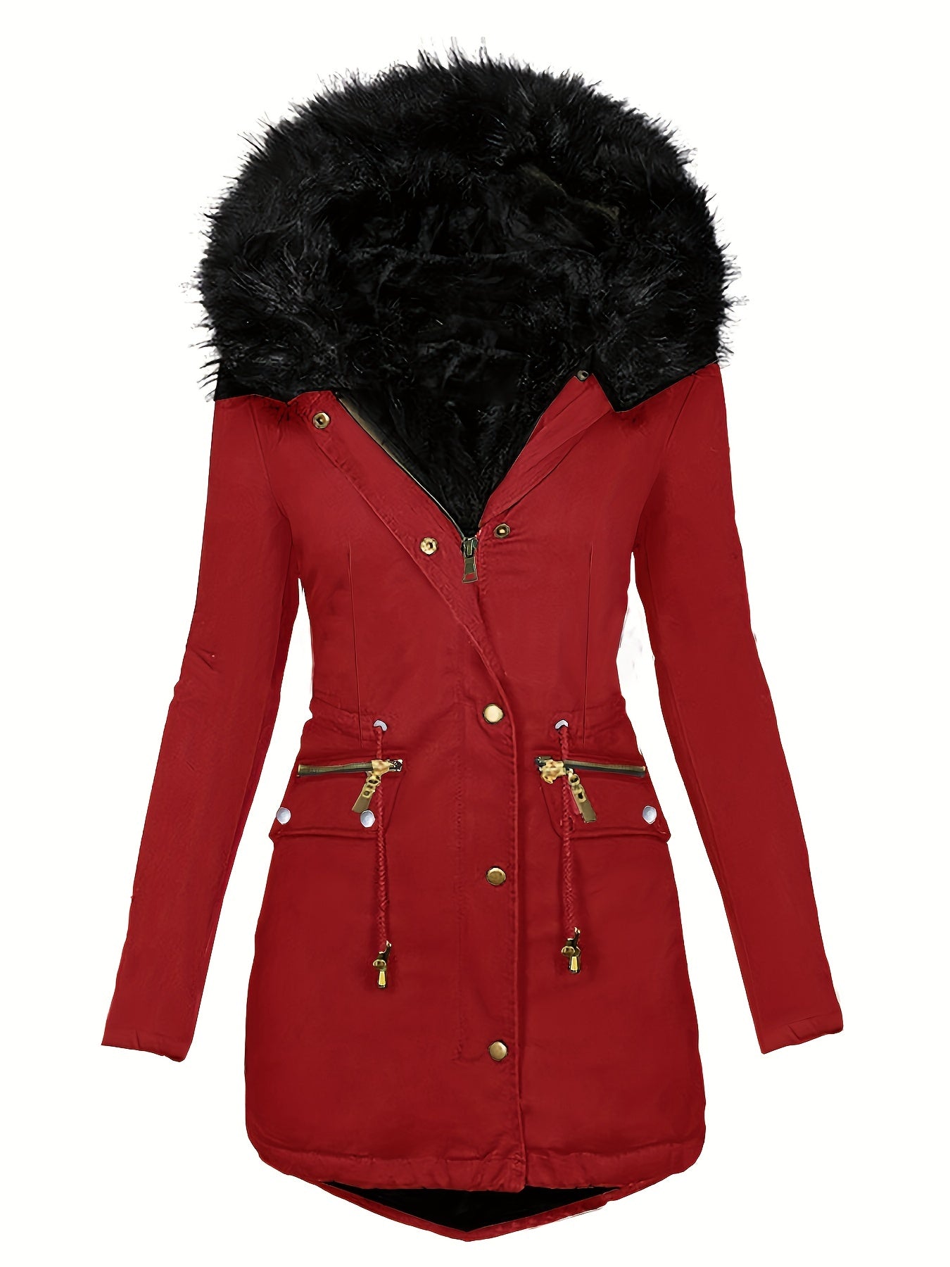 Anjie - women's hooded faux fur collar jacket