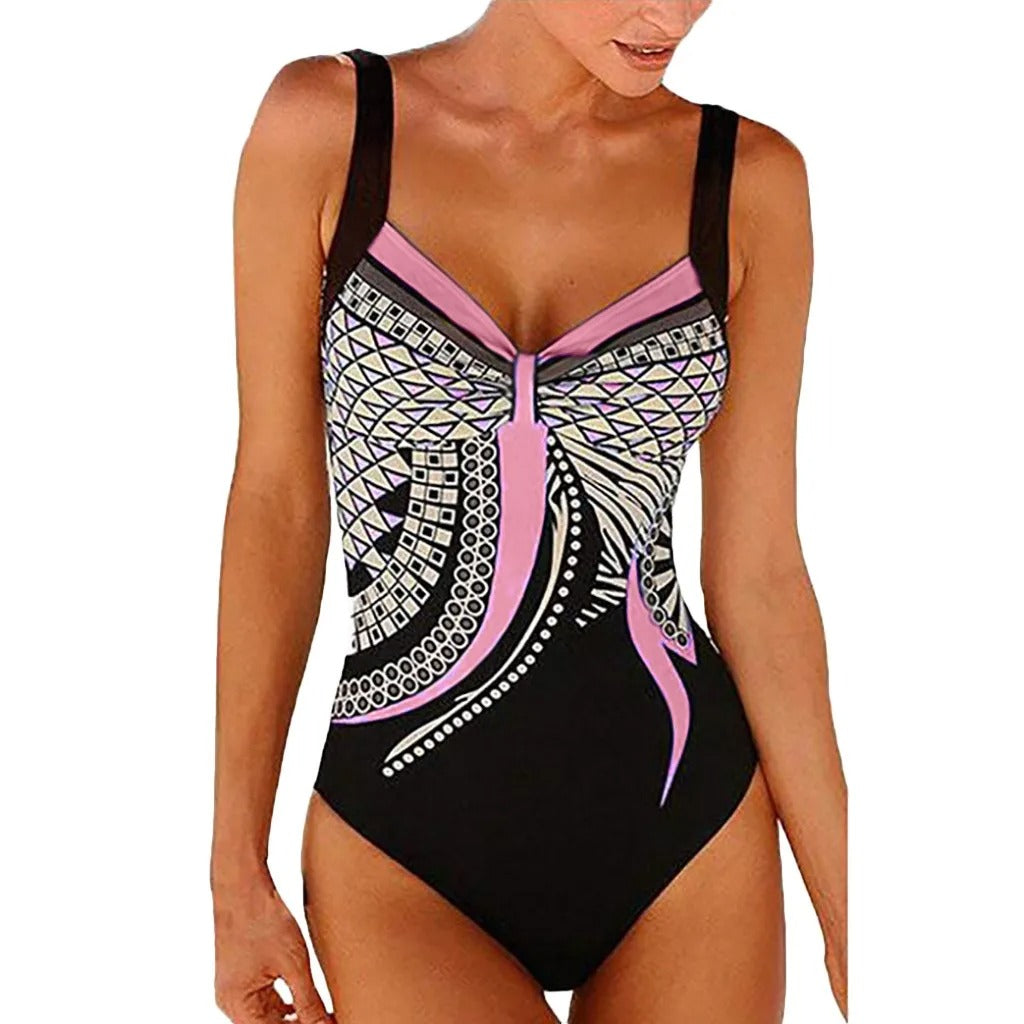 Quick-Dry Graphic Print One-Piece Swimsuit 