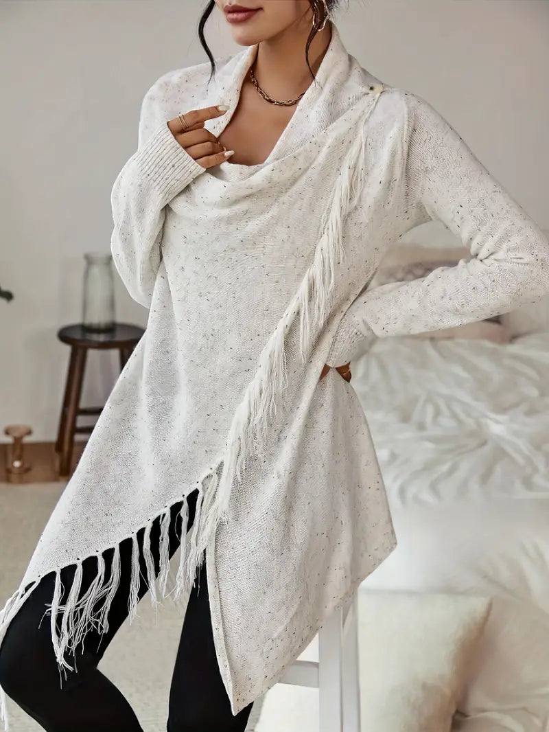 Slim fashion coat sweater with diagonal style for women