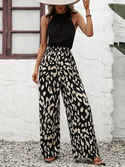 Women's leopard print wide leg pants