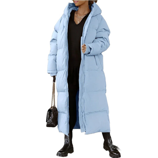Quilted Oversized Padded Hooded Long Coat 