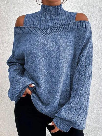 Elegant off-shoulder knitted sweater for women