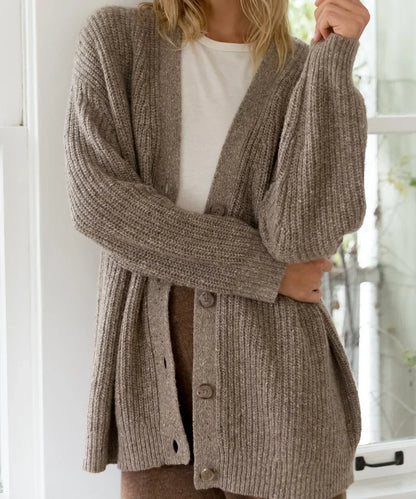 Women's thin knit button-down v-neck cardigan