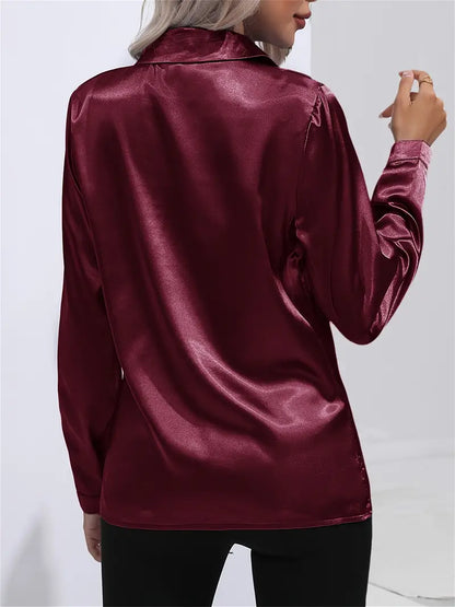 Women's button-down glossy shirt