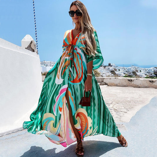 Abstract Print Relaxed Fit Maxi Dress