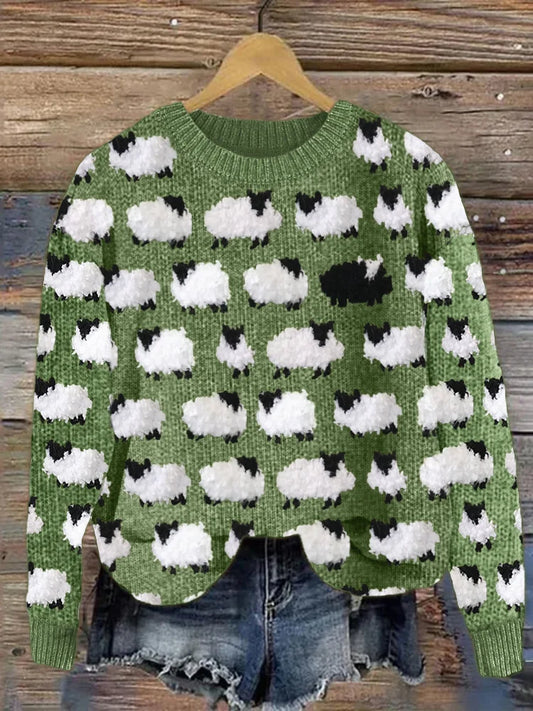 Wool Knit Relaxed Fit Crew Neck Sweatshirt