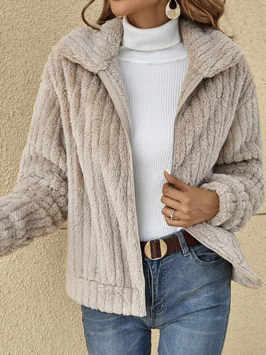 Soft Fleece Relaxed Fit Cropped Jacket 