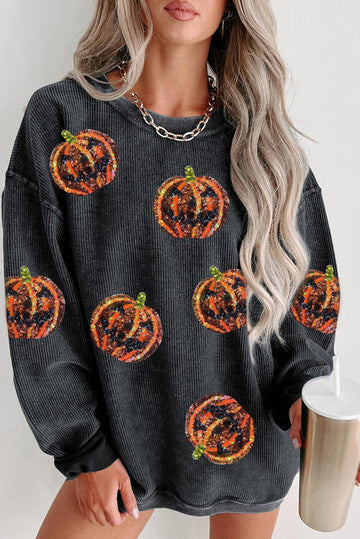 Women's sequin patch pumpkin sweatshirt