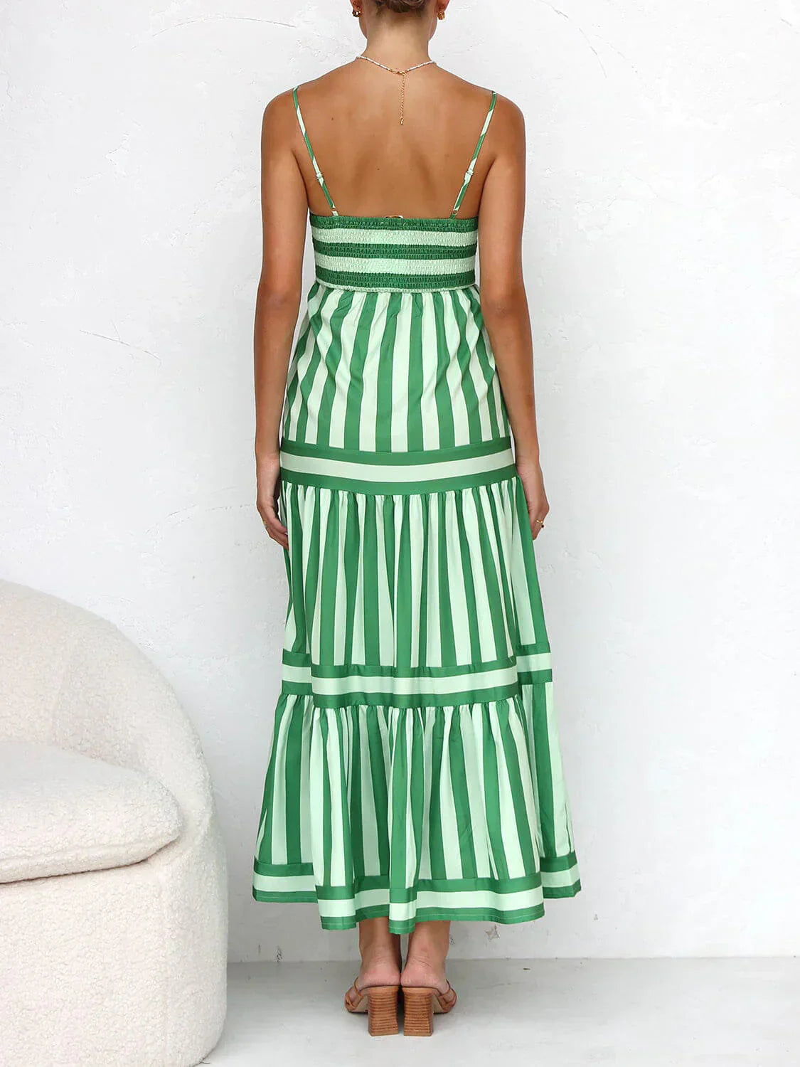 Flowy Striped Spaghetti Strap Maxi Dress