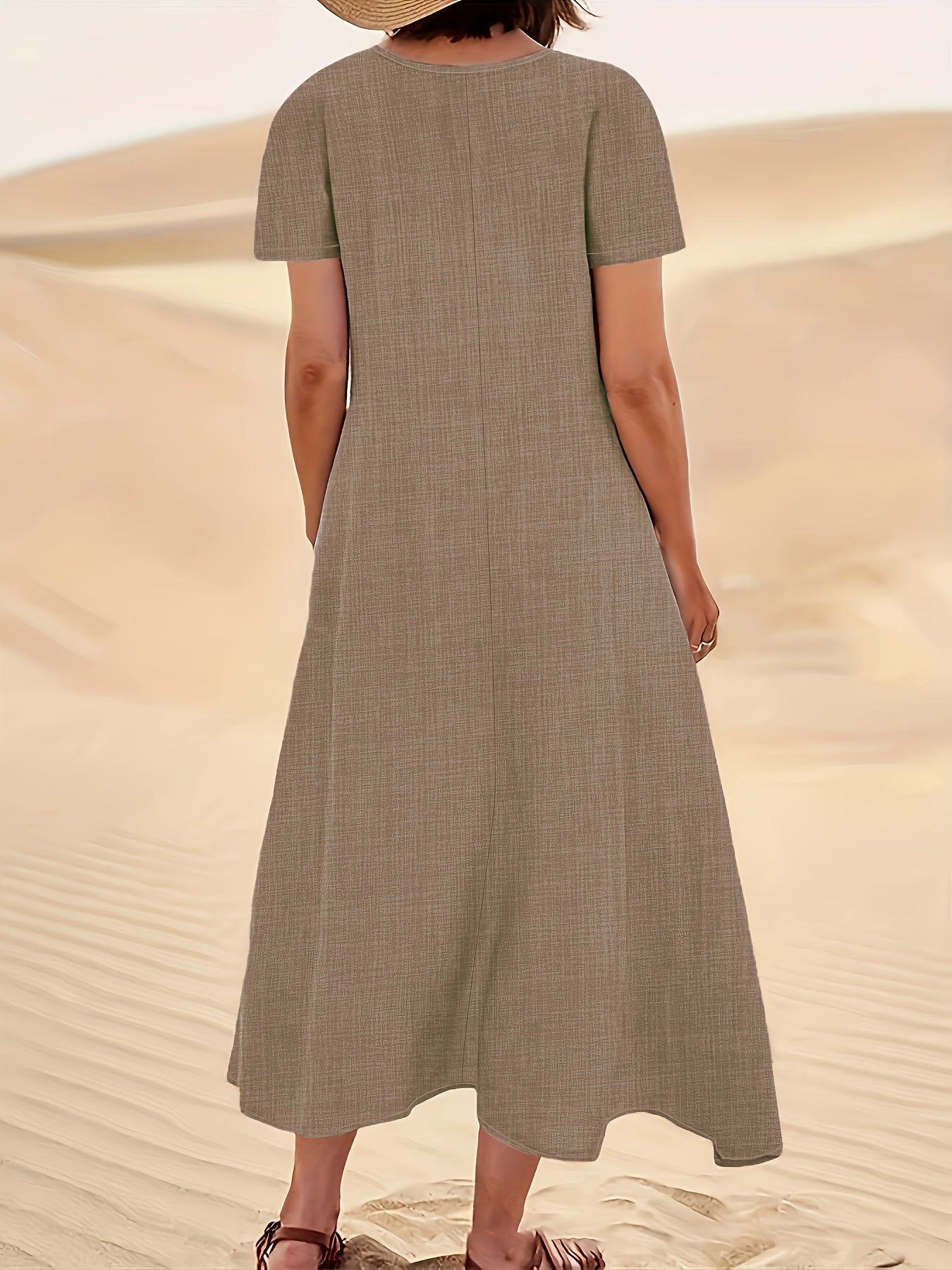 Flowy Short Sleeve Maxi Dress with Pockets