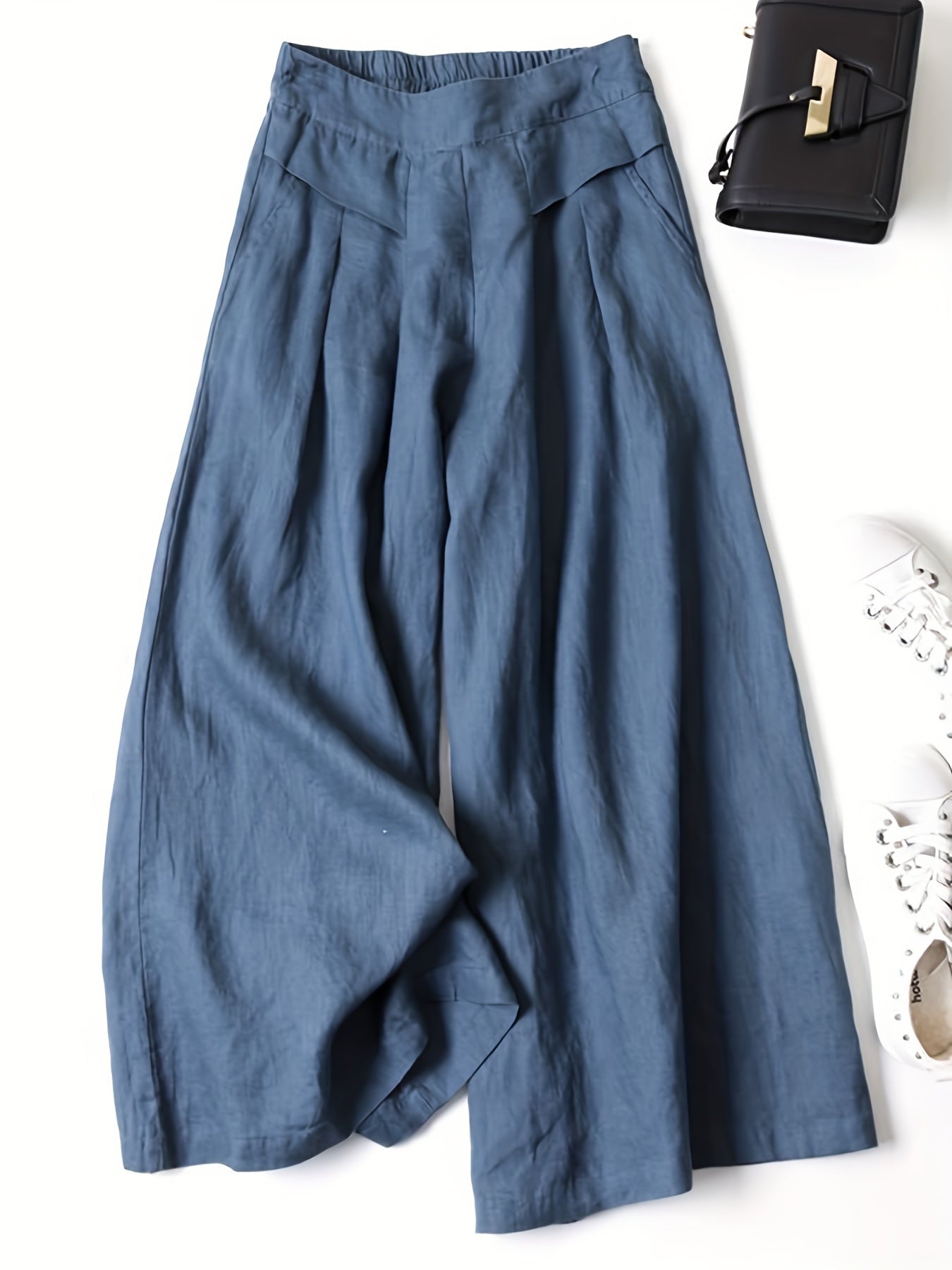 High-Waisted Cotton Wide-Leg Skirt Pants