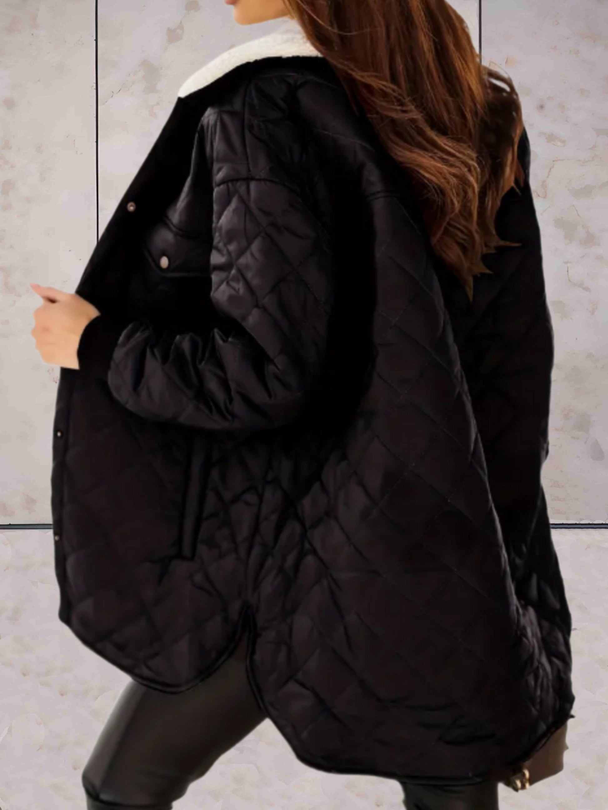 Padded Oversized Wide Collar Coat Jacket