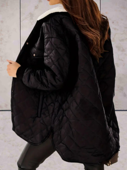 Oversized women's padded coat jacket with wide collar