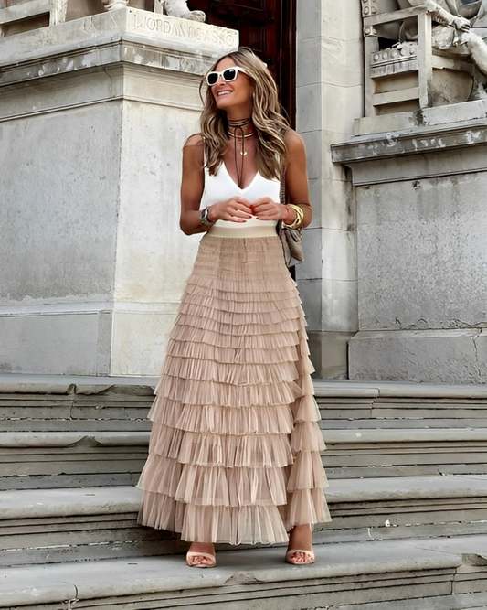 Multi-Layered Tulle Long Skirt